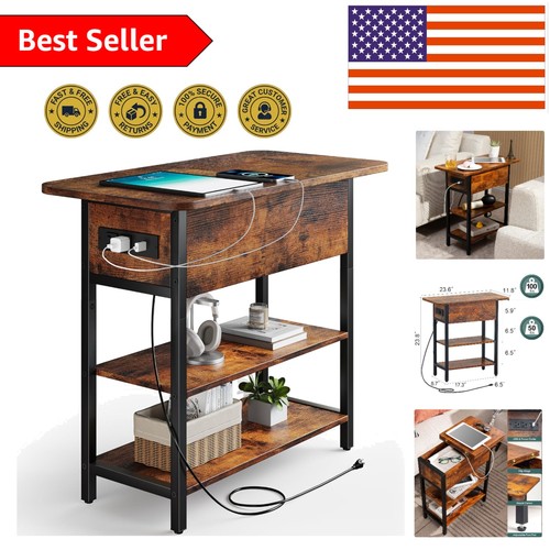Rustic end table with - with, charging